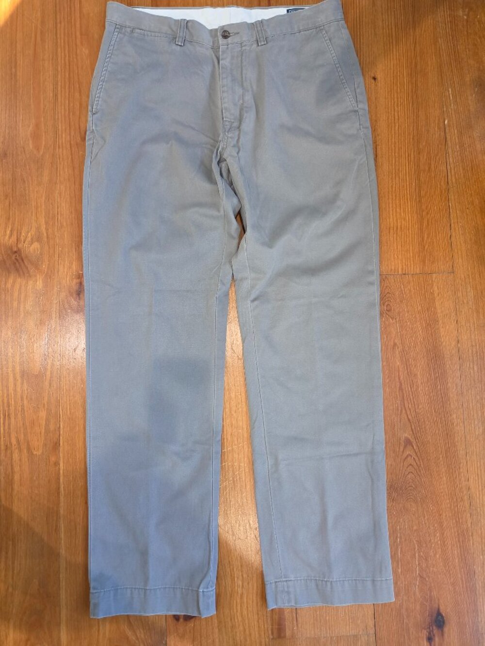 Men's Polo Ralph Lauren Pants 33x32 Gray Classic Fit Khaki Chino Flat Front
